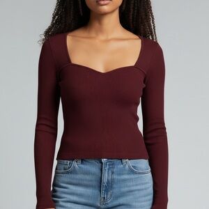 Express Burgundy V-Neck Sweater